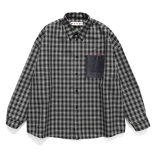 MARNI マルニ 胸ポケット ウール チェックシャツ CUMU0061S7 UTWA35 – Add.